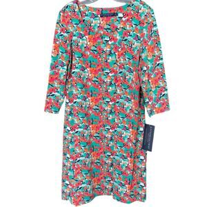 Katherine Way St. Simons Island Dress Women's 2X Forsynthia Aqua Orange UPF50+